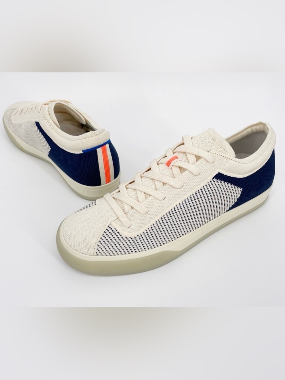 Rothy’s The Lace Up Sneakers Classic Navy & Off White Cream
